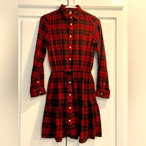 Ralph Lauren polo plaid flannel collared button up, fit and flare dress girls 14